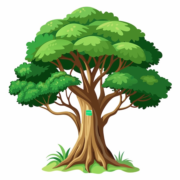 ein Baum mit einem grünen Schild, auf dem steht: "Baum"