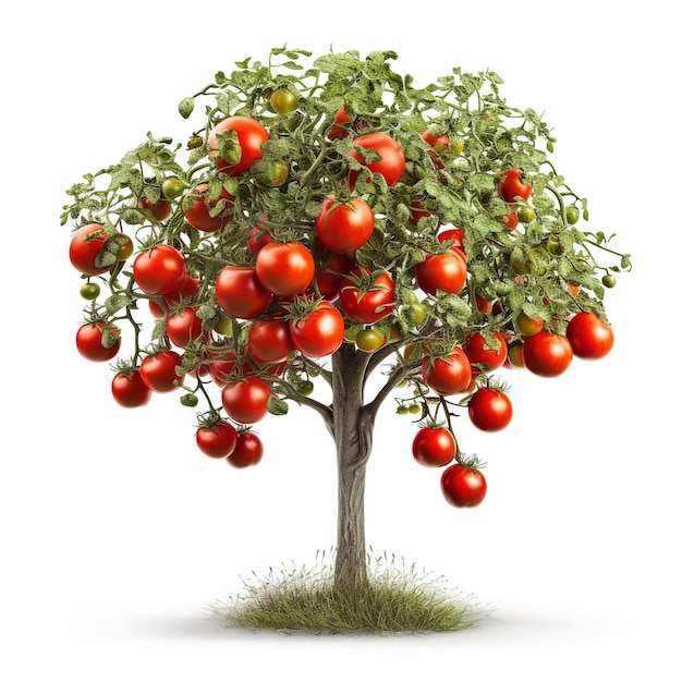 Ein Baum mit einem Strauß Tomaten darauf