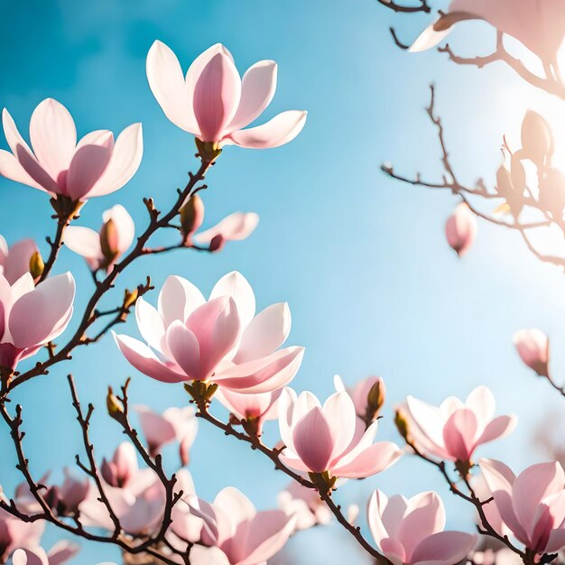 ein Baum mit einer rosa Blume, die Frühling sagt