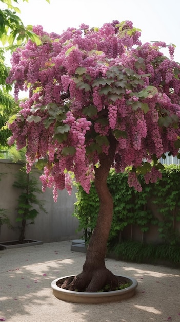 Ein Baum mit lila lila Blüten in einem Garten