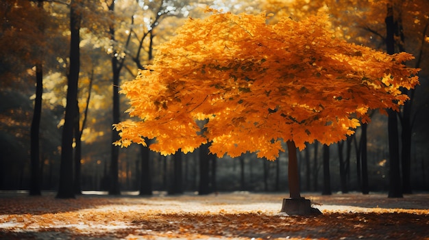 Ein Baum mit orangefarbenen Blättern