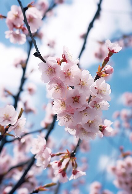 Ein Baum mit rosa Blüten im Himmel