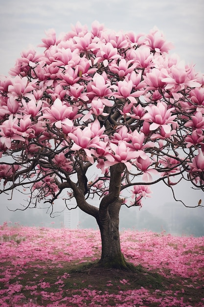 Foto ein baum mit rosa blüten