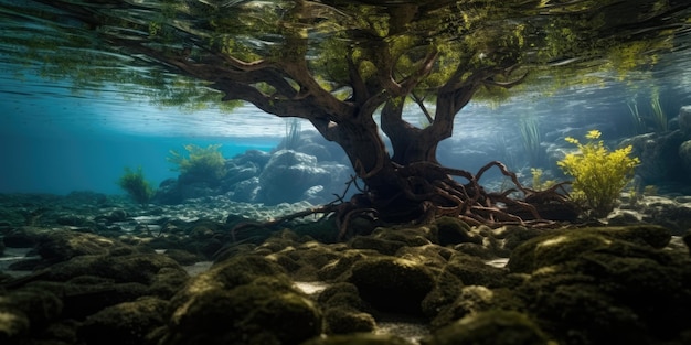 ein Baum unter Wasser ai generativ