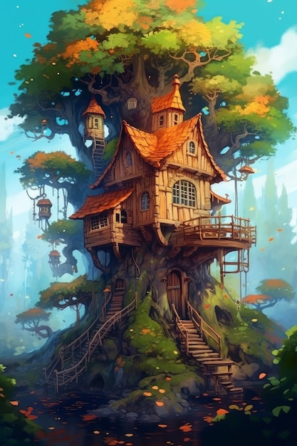 Ein Baumhaus im Wald