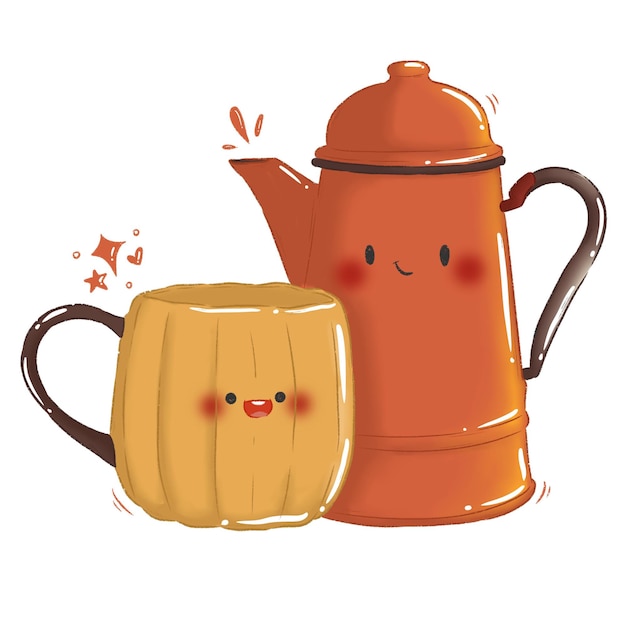 Ein Becher und eine Teekanne