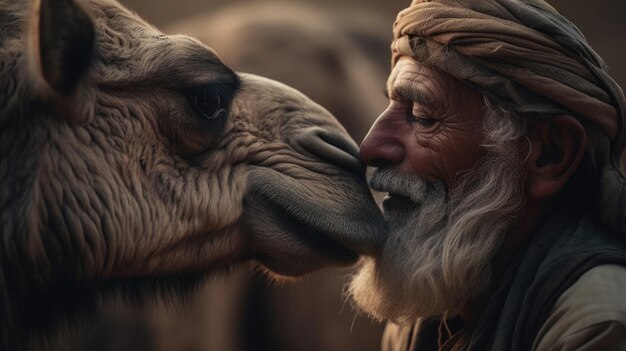 ein Beispiel für ein Kamel, das in einer unfruchtbaren Wüste spazieren geht