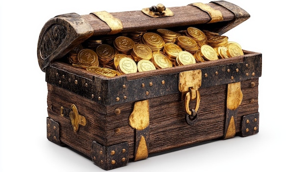 Ein Beispiel für eine Schatzkiste, die mit Goldmünzen überfüllt ist
