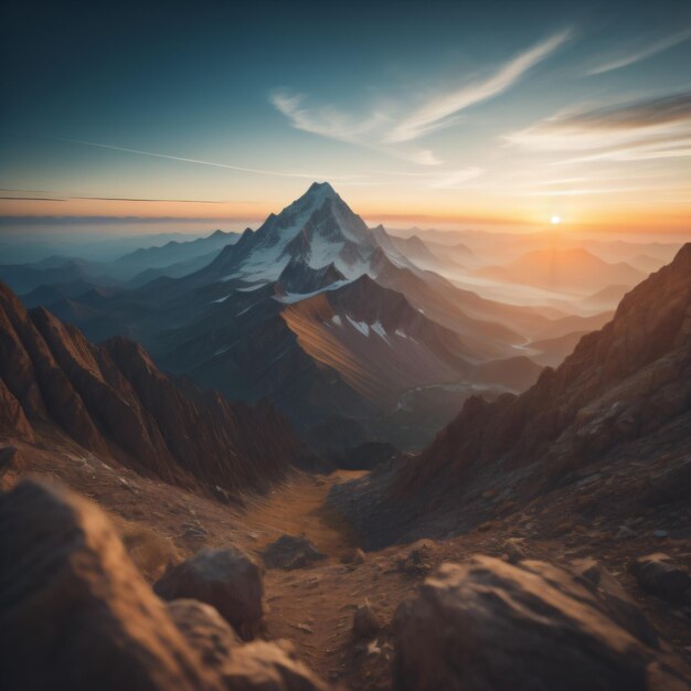 Ein Berg, hinter dem die Sonne untergeht