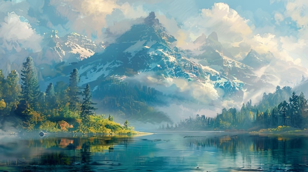 ein Berg mit Bäumen darauf