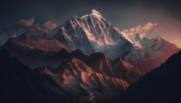 Ein Berg mit bewölktem Himmel im Hintergrund