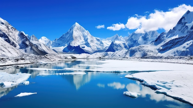 Ein Berg mit der Reflexion der Berge im Wasser