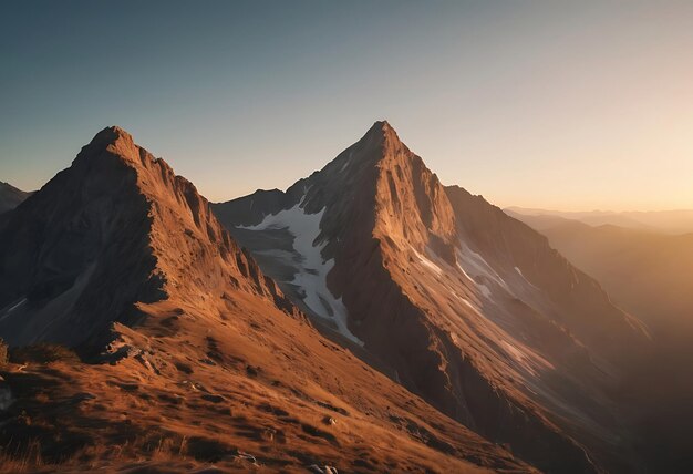 ein Berg mit Schnee darauf und ein Berg im Hintergrund