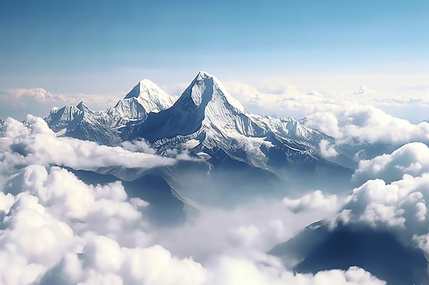 Ein Berggipfel in den Wolken