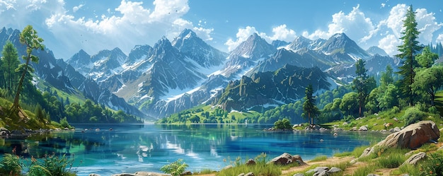 ein Bergsee mit einem See im Hintergrund