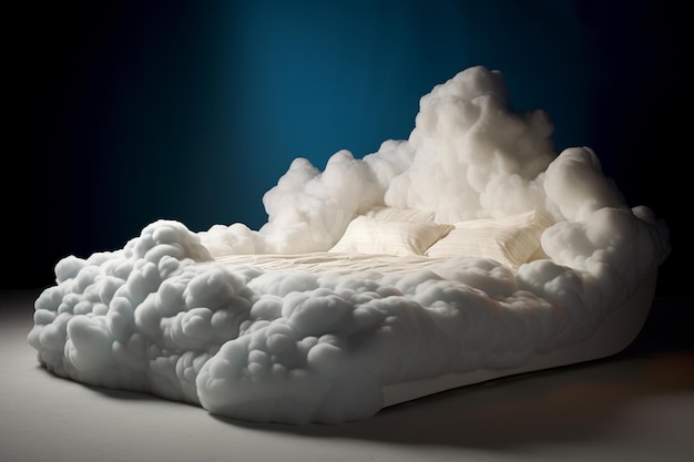 Ein Bett aus Wolken als Symbol für guten Schlaf, süße Träume, geistige Gesundheit und gesunde Geisteszustände.