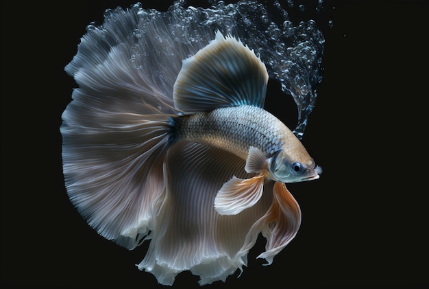 Ein Betta-Fisch, der mit seinem Schwanz schwimmt Generative KI