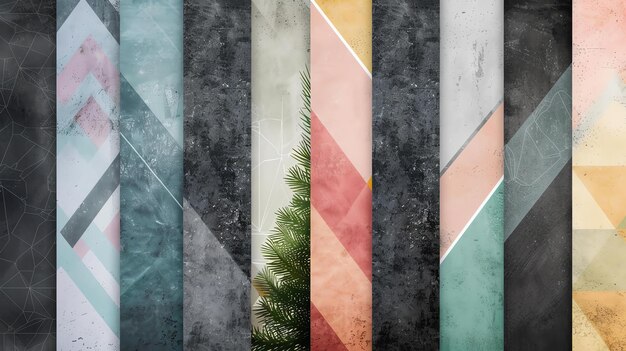 Foto ein bezauberndes bild mit einem eleganten schwarzen hintergrund mit einer feierlichen überlagerung von weihnachtsbaumzweigen und einem wunderschönen pastellfarbenen geometrischen muster.