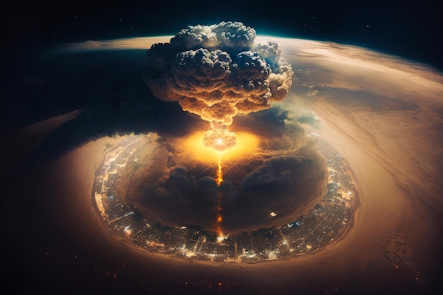Ein Bild der nuklearen Explosion am Himmel Generative KI