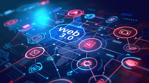 Ein Bild der Webtechnologie und des Konzepts Blockchain-Meta-Big-Data-Cloud- und Serverdienste