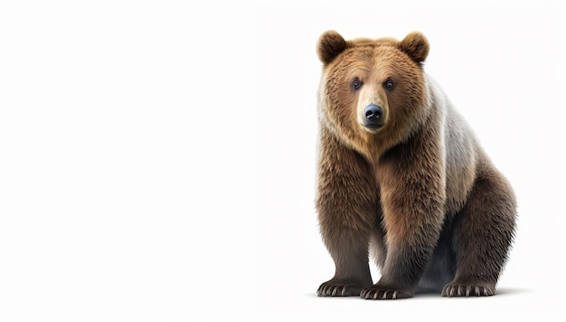 Ein Bild des Braunbären auf weißem Hintergrund Generative KI