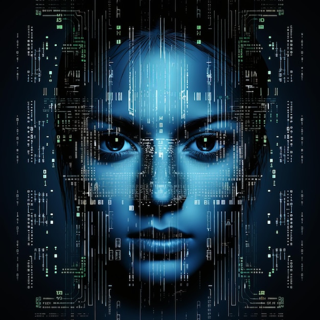 ein Bild des Gesichts einer Frau auf einem Computerbildschirm