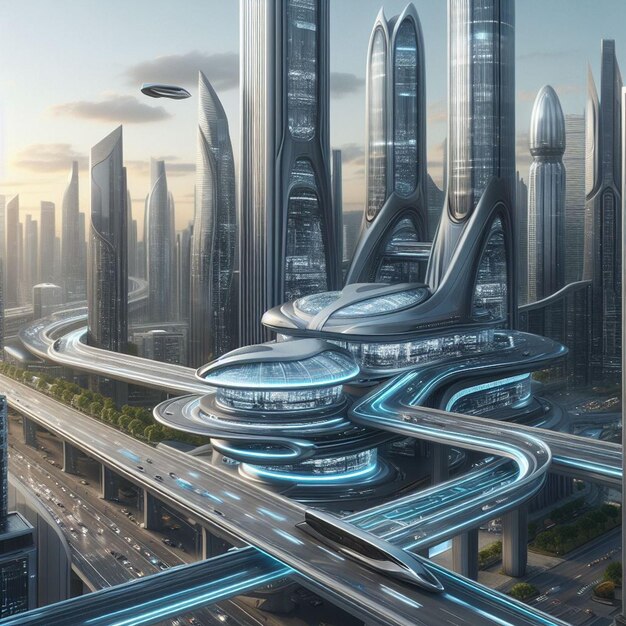 ein Bild einer futuristischen Stadt mit einem futuristischen Design