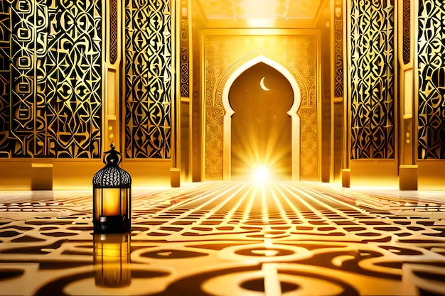 Ein Bild einer Moschee mit einer Laterne in der Mitte