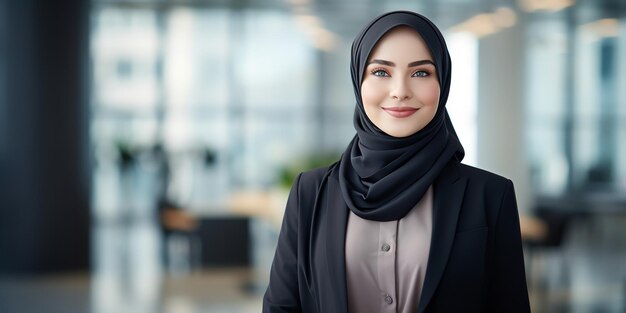 Ein Bild einer muslimischen Geschäftsfrau mit Kopftuch Generative Ai