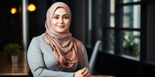 Ein Bild einer muslimischen Geschäftsfrau mit Kopftuch Generative Ai