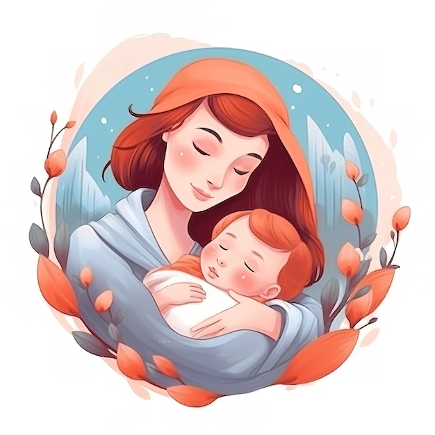 ein Bild einer Mutter und ihres Babys im Kreis
