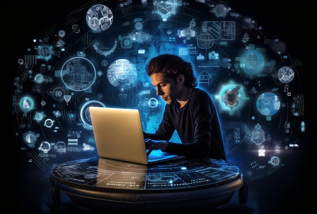 Ein Bild einer Person, die sich auf einen Laptop konzentriert