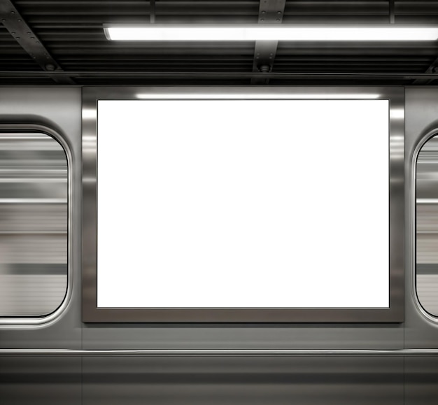 Ein Bild einer Plakatwand in einer U-Bahn