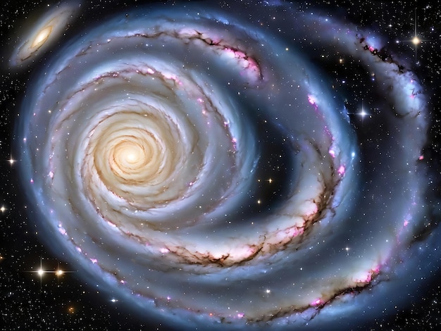 Foto ein bild einer spiralgalaxie mit sternen im hintergrund auf einem galaktisch aussehenden hintergrund