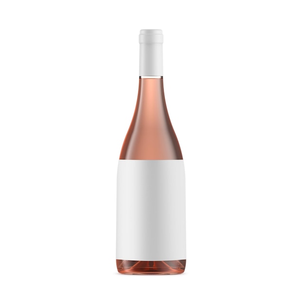 Ein Bild einer White Rose Wine Bottle mit einem isolierten Etikett auf einem weißen Hintergrund