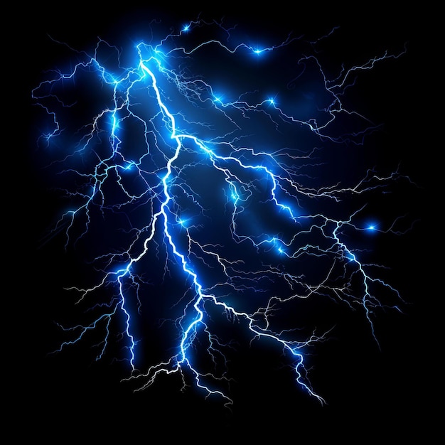 ein Bild eines Blitzes mit blauen Lichtern
