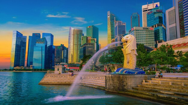 Foto ein bild eines brunnen mit einer stadt im hintergrund