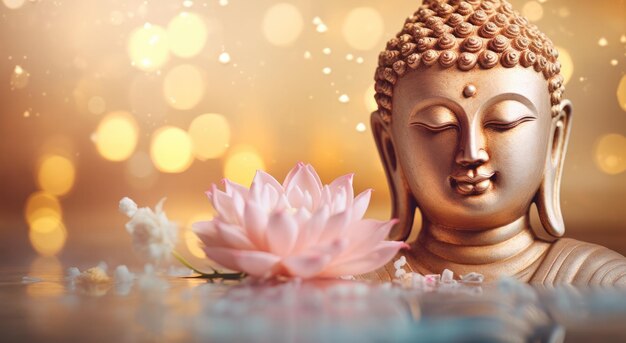 ein Bild eines Buddhas mit Lotusblumen und einem Buddha