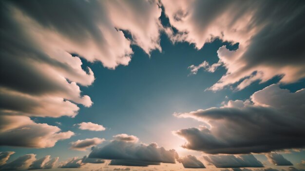 Ein Bild eines Himmels mit Wolken und der Sonne, die durch die Wolken scheint