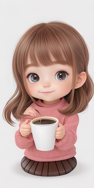 ein Bild eines Mädchens mit einer Tasse Kaffee, KI-generiert