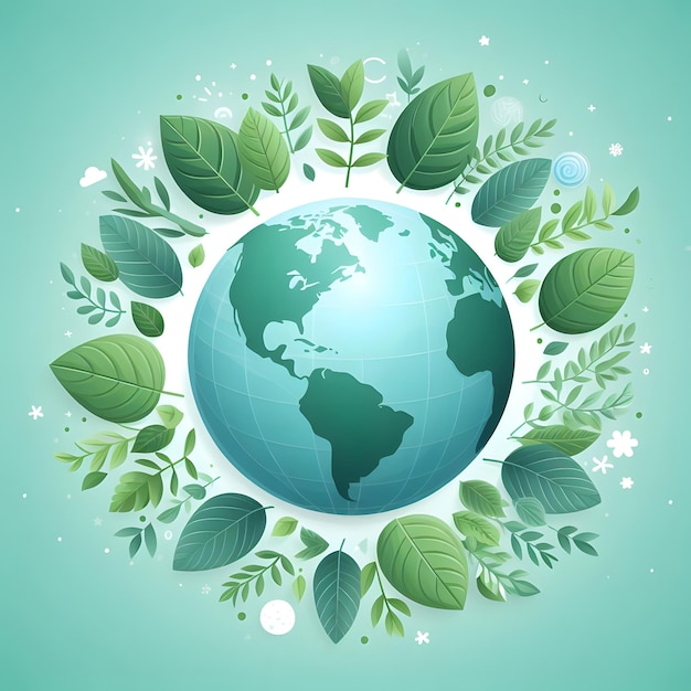 ein Bild eines Planeten mit einer grünen Pflanze und den Wörtern Erde und Erde