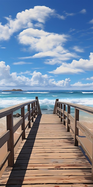 ein Bild eines Strandes mit dem Ozean im Hintergrund