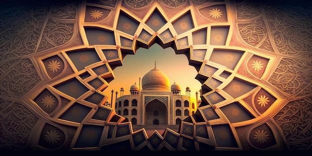 Ein Bild eines Taj Mahal durch ein Loch in der Wand