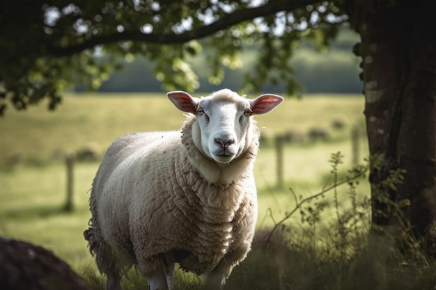 Ein Bild von einem Schaf in einem offenen Bereich