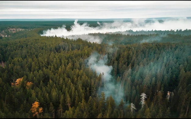 Ein Bild von Feuerrauch im Wald ai erzeugt