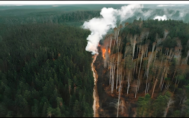 Ein Bild von Feuerrauch im Wald ai erzeugt