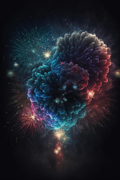 Ein Bild von Feuerwerkskörpern am Nachthimmel, generative KI