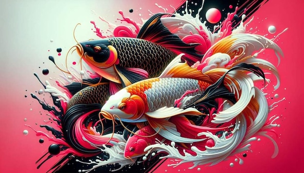 ein Bild von Fischen mit dem Wort Koi darauf