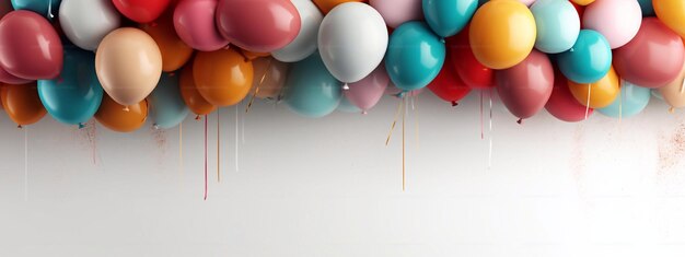 ein Bild von mehrfarbigen Ballons, die in der Luft fliegen 3D-Illustration Mock-up und feiern Funktion Generative KI