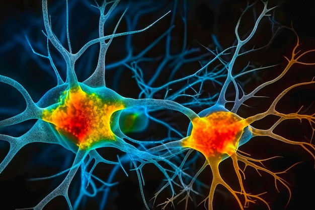 Ein Bild von Neuronen, die an der Exekutivfunktion beteiligt sind, wie z. B. in der präfrontalen Kortex Generative Ai